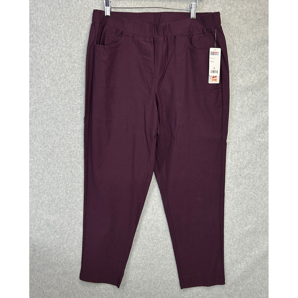 32 Degrees Heat Size Large Pull On Pants Boysenberry Purple Stretch Lounge NWT